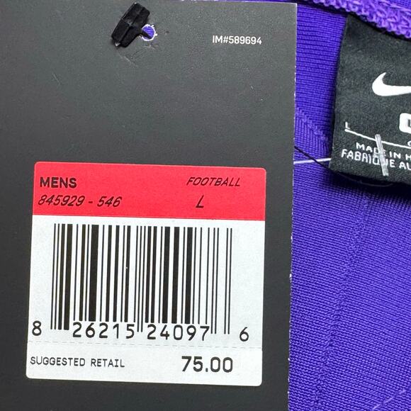 Nike Vapor Pro Football Training Jersey Purple/White 845929-546 Sz Large - Picture 4 of 8